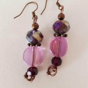 Pink bronze Amethyst breathe Pale pink coloured and bronze mirror finished beads