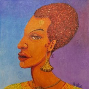 Stylised African lady portrait side view by Nalini Ratanje Harare Zimbabwe