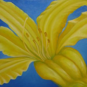 Yellow Day Lily Oil on Canvas Painting Naina Nalini Ratange Artist Painter Harare Zimbabwe