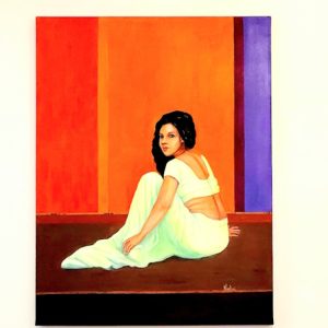 Nisa in Green. Abstract figurative Painting Pf15